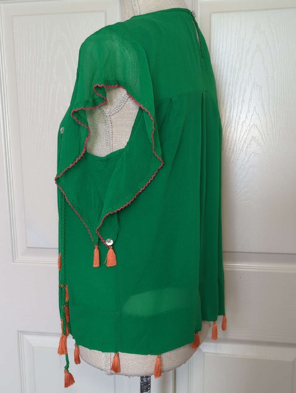 Anthropologie Emerald Tassel Top by Banjanan - Picture 6 of 10